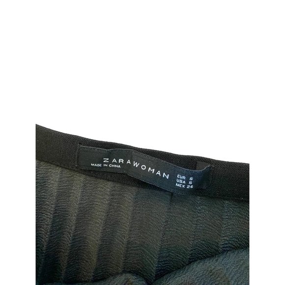 ZARA Woman Black Metallic Micro Pleated Accordian Midi Skirt Size S - Picture 5 of 7